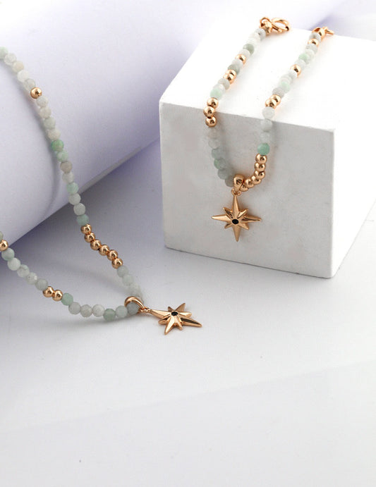 NATRUAL JADE CROSS STAR BRACELET D0258-1