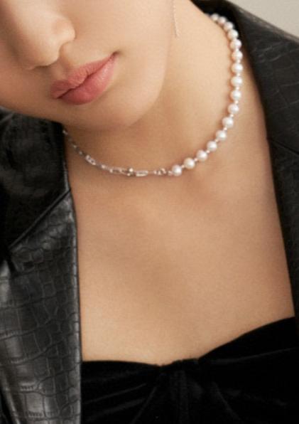 FRENCH CHAIN STITCHED PEARL NECKLACE