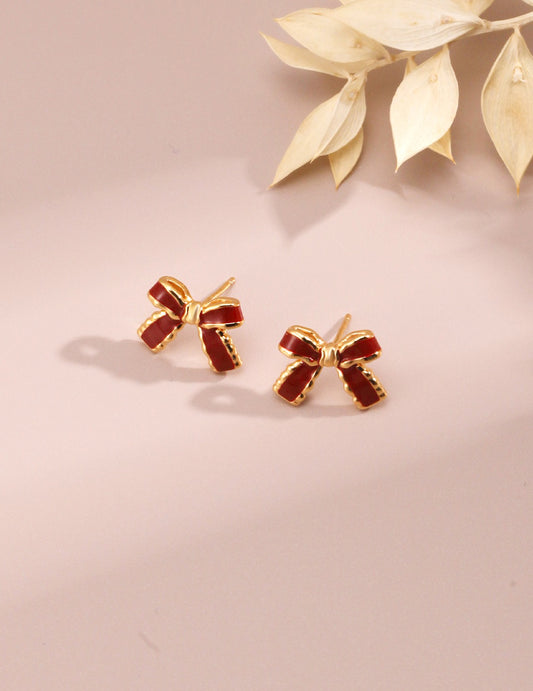 RED BOW TIE EARRING