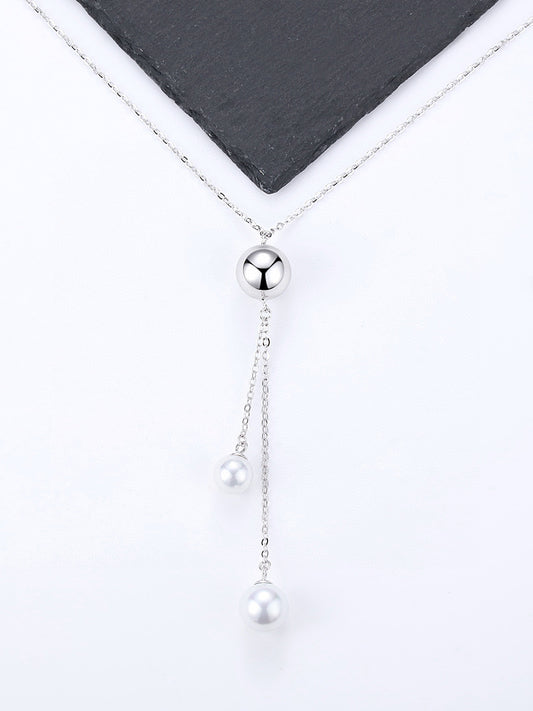 STERLING SILVER CLOVER SWEATER NECKLACE D0069