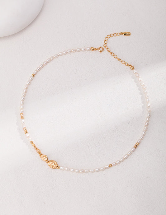 SUNNY | IRREGULAR SMALL GOLD NUGGET PEARL NECKLACE