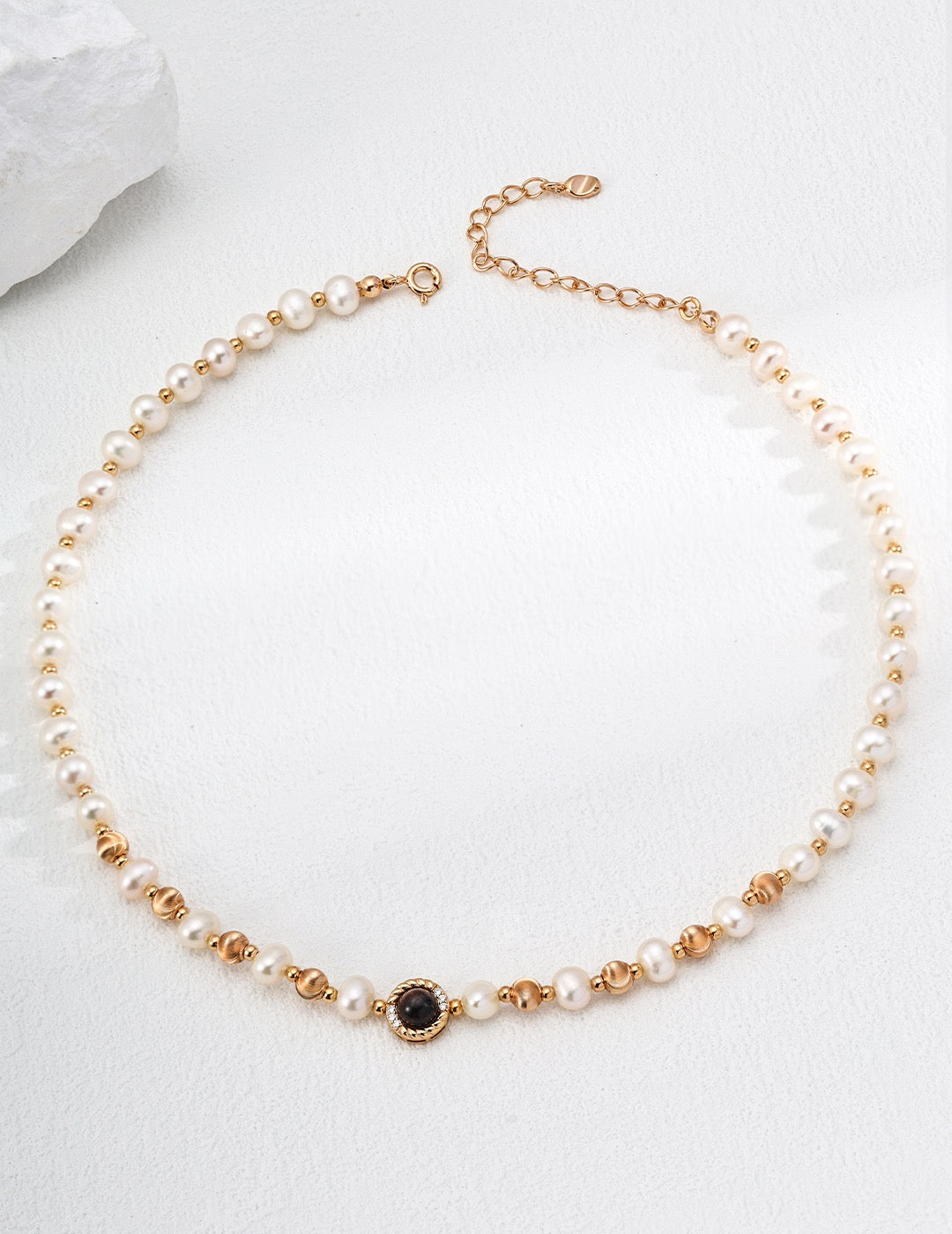 NATURAL PEARL & TIGER's EYE NECKLACE